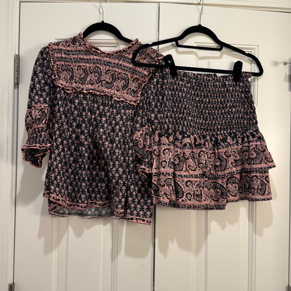 SEA NY Jasper ruffle skirt size S and matching top size XS